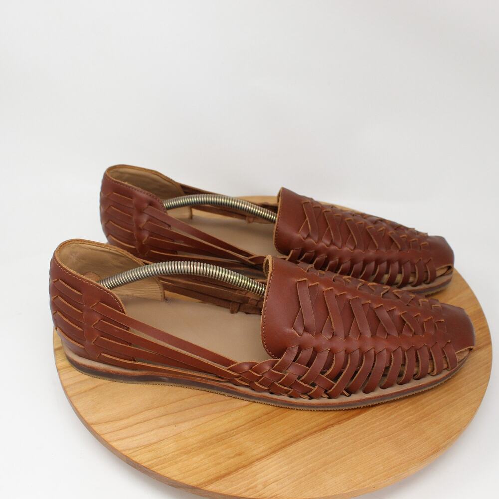 Nisolo Huarache Shoes Mens Size 13 Brown Leather Slip On Loafers Sandals Peru